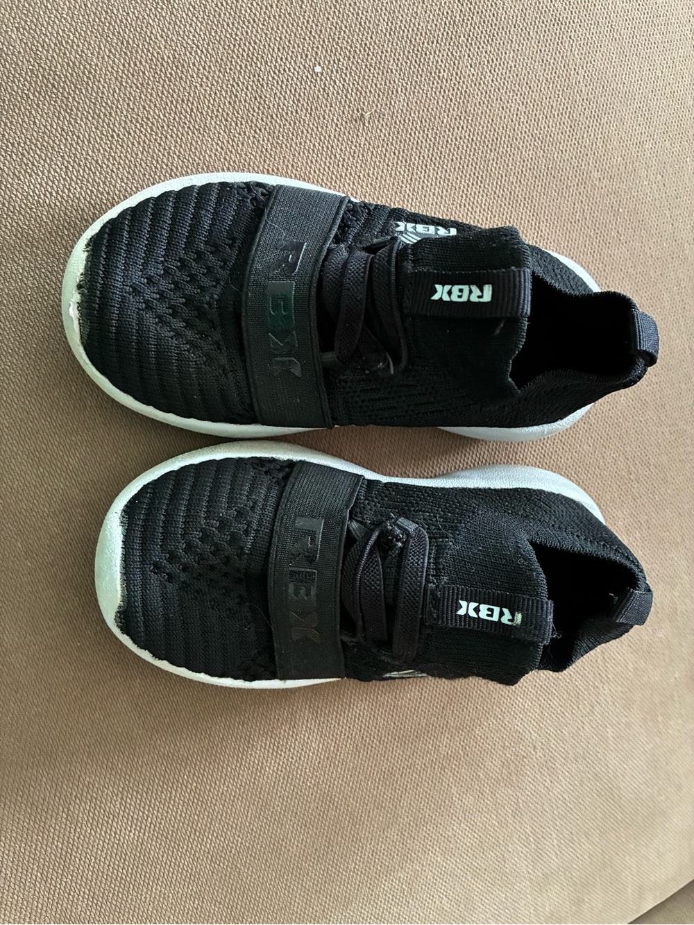 RBX Kids Black Knit Slip-On Sneakers with White Sole